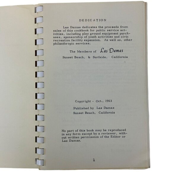 Sunset Beach CA Whats Cooking with Las Damas Cookbook 211 Recipes Vintage 1963 - Picture 3 of 11